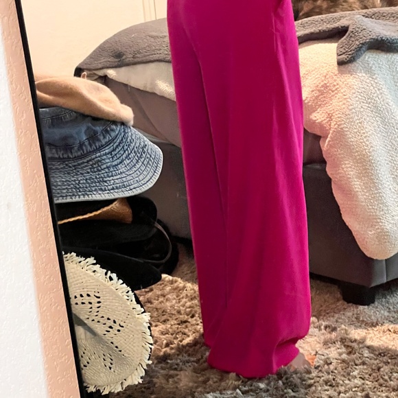 FLAWLESS Banana Republic bright pink wide leg trousers size 14 - Picture 4 of 4